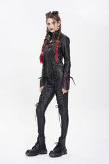 Black Pentacle Lace-Up Buckle Women's Punk Jacket - Product - 8