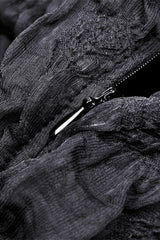 Black Sleeveless Irregular High Low Multi-Layered Lace Lace-Up Women's Gothic Slip Dress - Product - 10