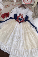 Snow White Ruffle Bowknot Lace Sweet Lolita Jsk Dress 2 Version - Product - 11