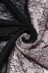 Pink/Black Gothic Lace Stitching Simple Sexy Style Thin See Through Horn Long Sleeved Women's T-Shirt - Product - 6