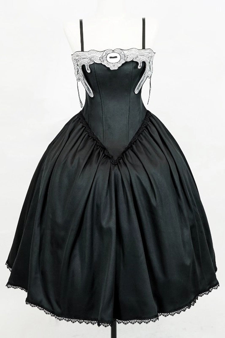 Black [Demon’s Eye] Sleeveless Ruffled Bow Gothic Lolita Dress Long Version - Product - 3