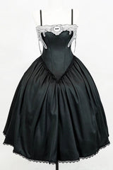 Black [Demon’s Eye] Sleeveless Ruffled Bow Gothic Lolita Dress Long Version - Product - 3