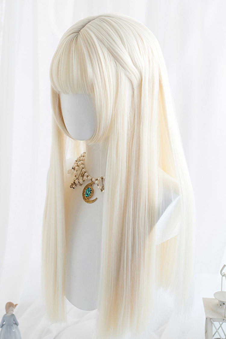 Milk White Straight Hair Long Classic Lolita Wig - Product - 3