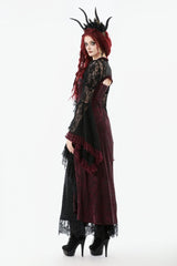 Black/Red Long Puff Flared Sleeves Floral Lace Women's Gothic Cape - Product - 4