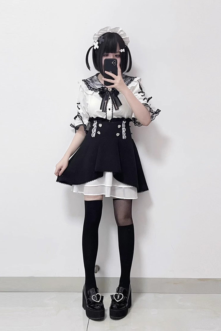 Jirai Kei Bowknot Lace Slim Sweet Lolita Blouse 3 Colors - Product - 4
