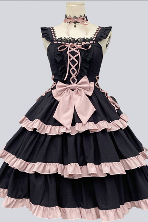 Black Multi-Layer Ruffled Ballet Sweet Lolita JSK Dress - Product - 8