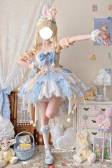 Blue Hanayome Bowknot Sweet Princess Lolita Dress - Blue - 1