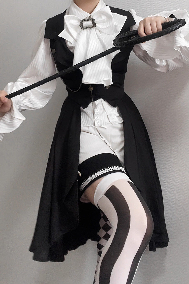 Black [Moonstone] Sleeveless Ruffle Ouji Gothic Prince Lolita Long Vest - Product - 10