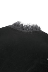 Black Lace Spliced Velvet Long Flared Sleeves Floral Feather Women's Gothic Cape - Product - 15