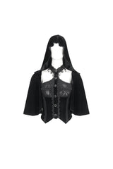 Black Stitching Lace Hooded Women's Gothic Cloak - Product - 6