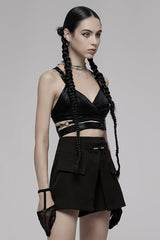 Black Metal Ring Buckle Backless Women's Punk Corset - Product - 2