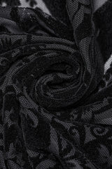 Black Embroidery Lace-Up Sheer Mesh Women's Gothic Skirt - Product - 7