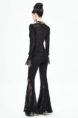 Black Cross Knit Lace Bell Gothic Womens Pants - Product - 7