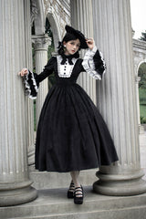 Black [Sleepless Night] Long Hime Sleeves Ruffle Bowknot Gothic Lolita Dress - Product - 2