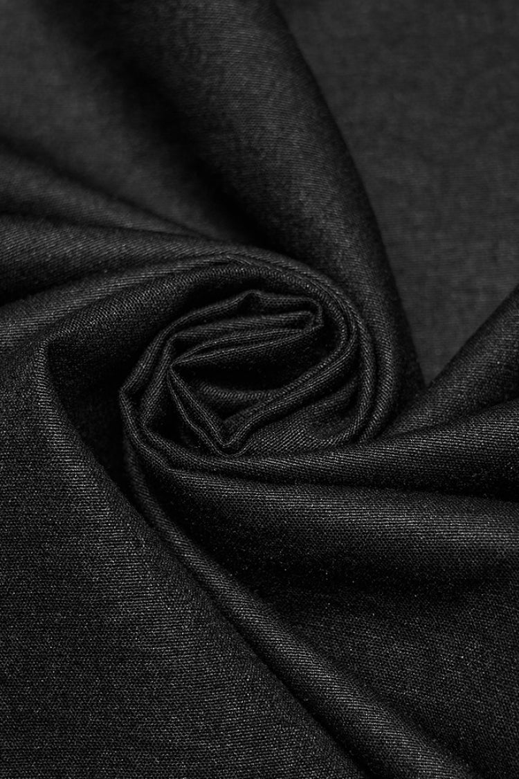 Black Stand Collar Long Puff Sleeves Ruffle Pleated Men's Gothic Blouse - Product - 7
