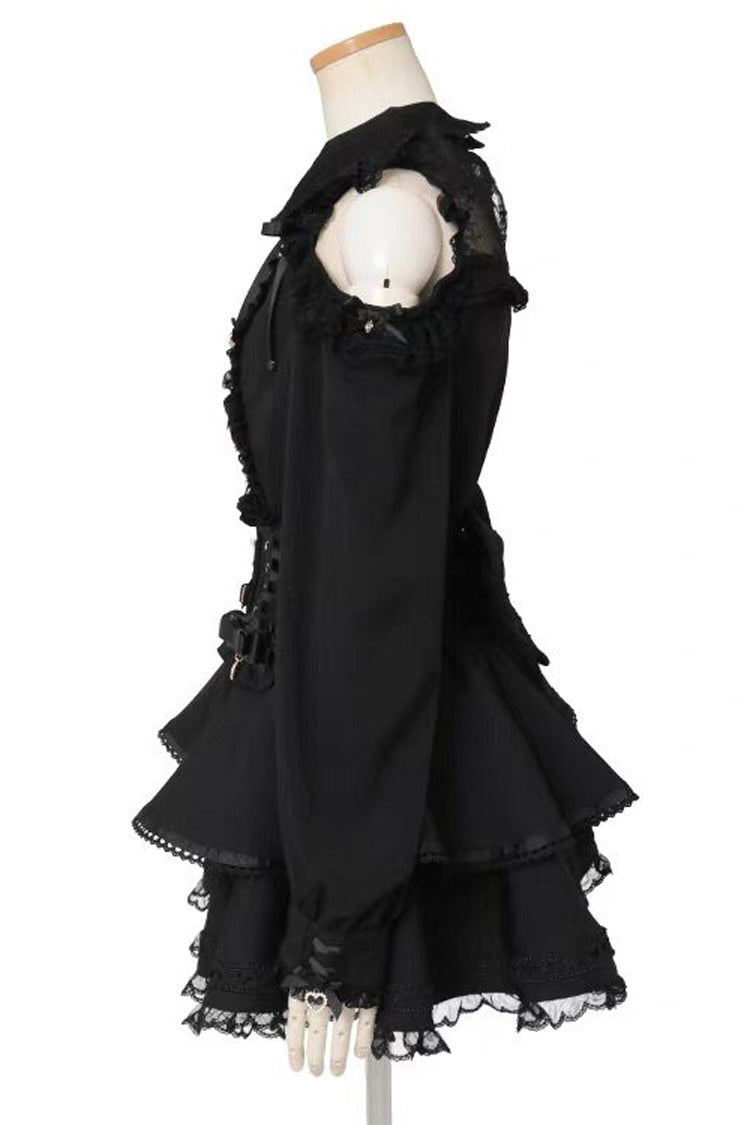 Sweet Lapel Collar Off Shoulder Long Sleeves Bow Spliced Lace Plus Size Japanese Lolita Blouse 3 Colors - Product - 2
