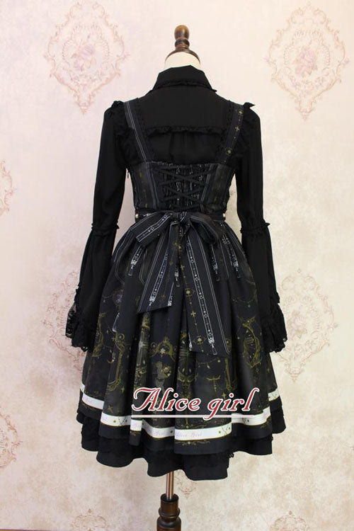 Angel Cross Print Lace Bowknot Cardigan Ruffled Sweet Lolita JSK Dress - Product - 6