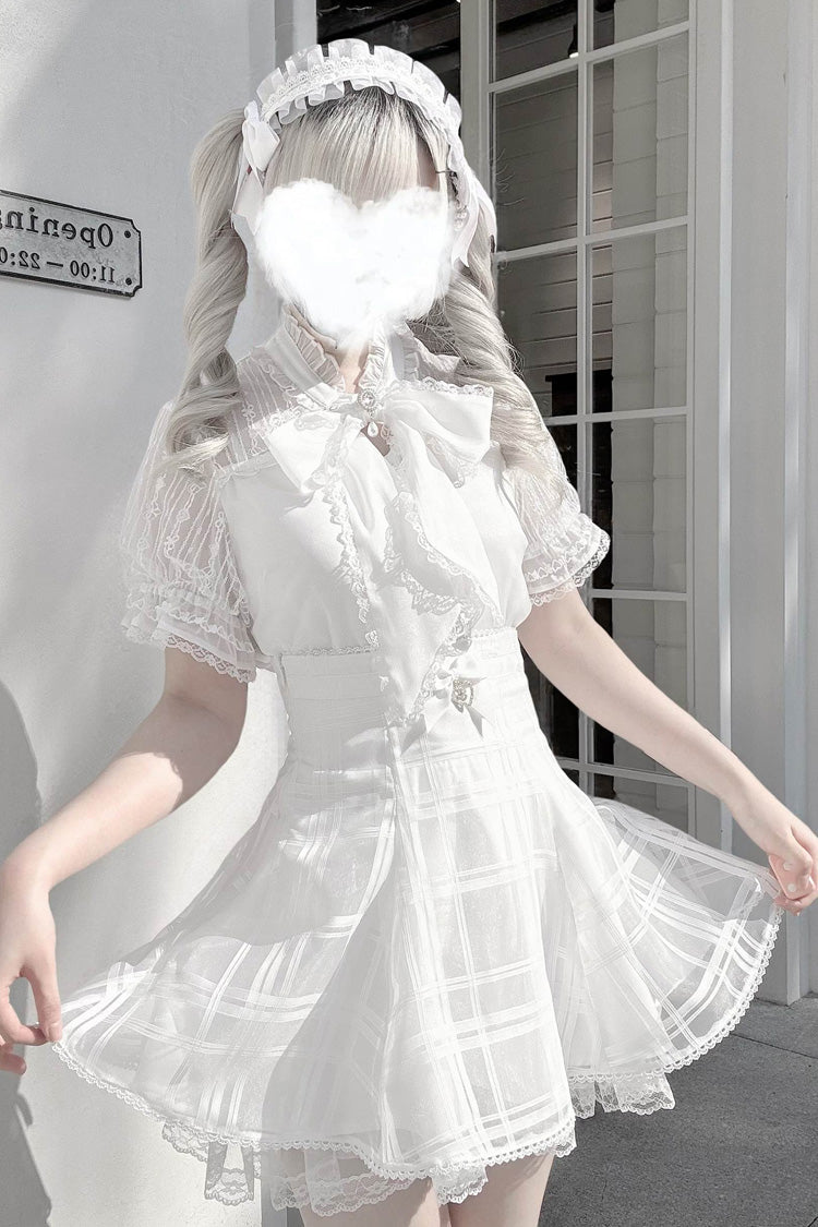 [Light Snow] Plaid Bowknot Sweet Jirai Kei Japanese Skirt 3 Colors - Product - 8