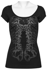 Black Skull Bone Print Hollow Slim Metal Chain Women's Steampunk Vest - Product - 4