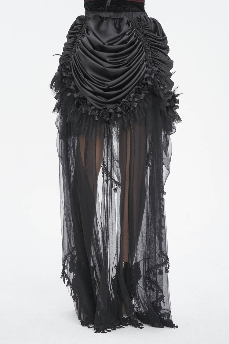 Black Multi-layer Stitching Lace Womens Gothic Skirt - Product - 6