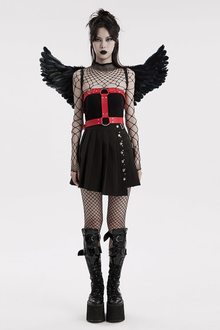 Artificial Leather Stitching Women's Steampunk Feather Wing Harness 2 Colors - Product - 11