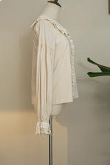 Ivory Doll Collar Forest Illustrated Book Long Sleeves Sweet Elegant Lolita Blouse - Product - 2