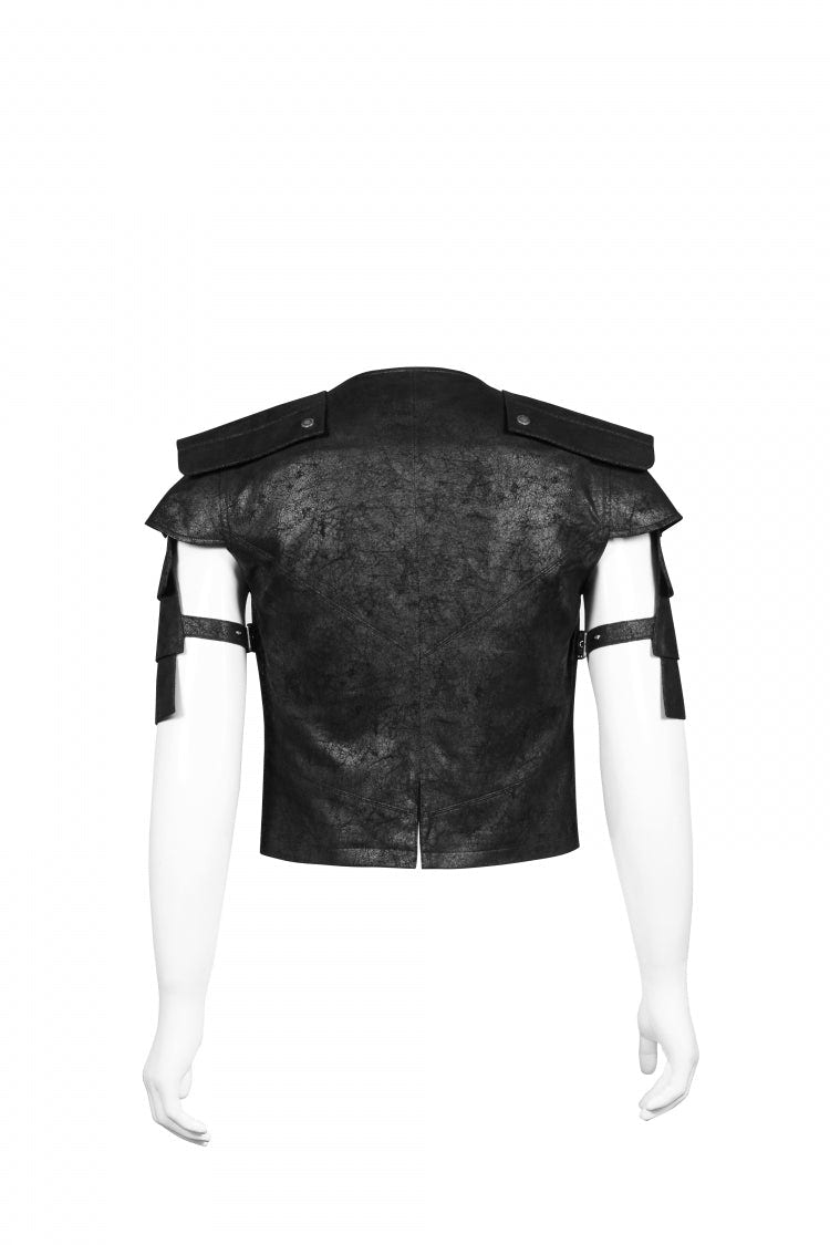 Black Multi-layer Stitching Men's Punk Vest - Product - 7