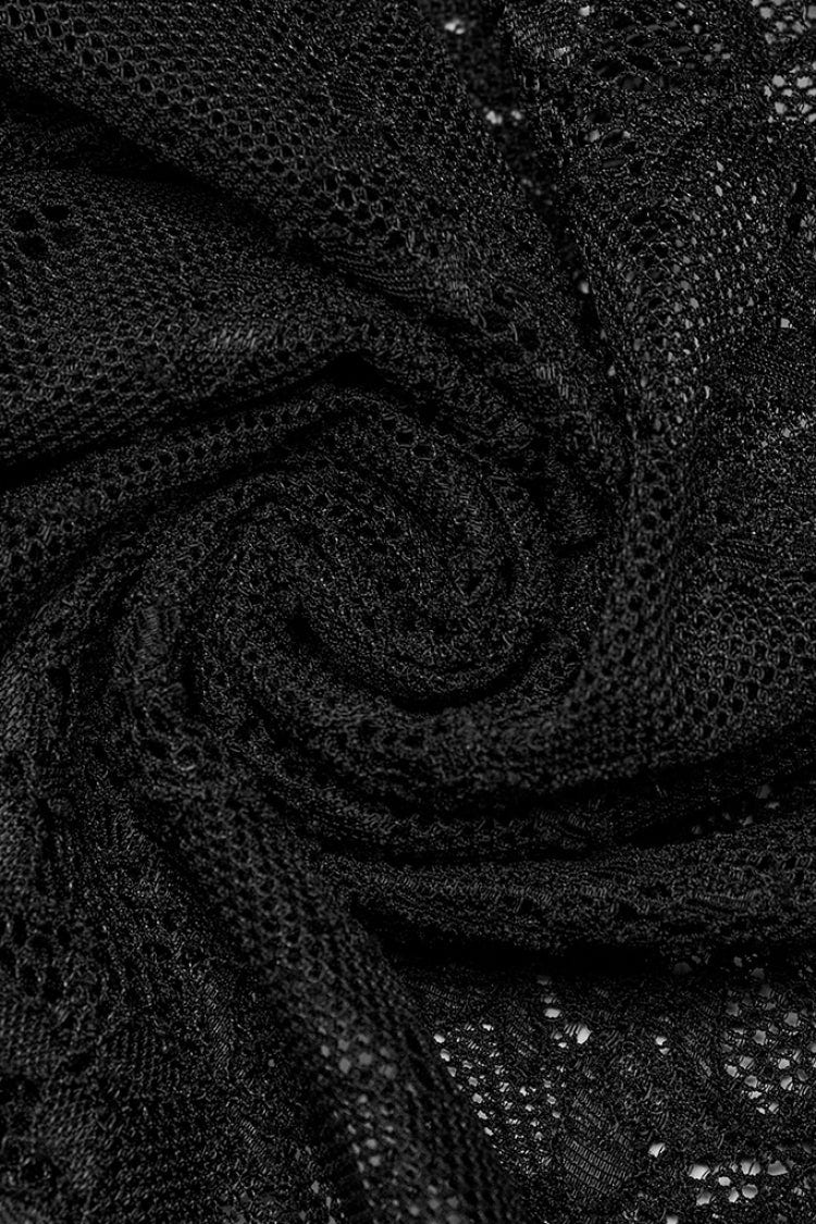 Black Floral Embroidery Lace Women's Gothic Dress - Product - 9