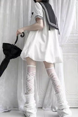 Black/White [Old Stories] Navy Collar Short Sleeves Bowknot Sweet Lolita Dress - Product - 8