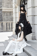 Black [Dream] Sleeveless Ruffle Gothic Lolita Strap Dress - Product - 10
