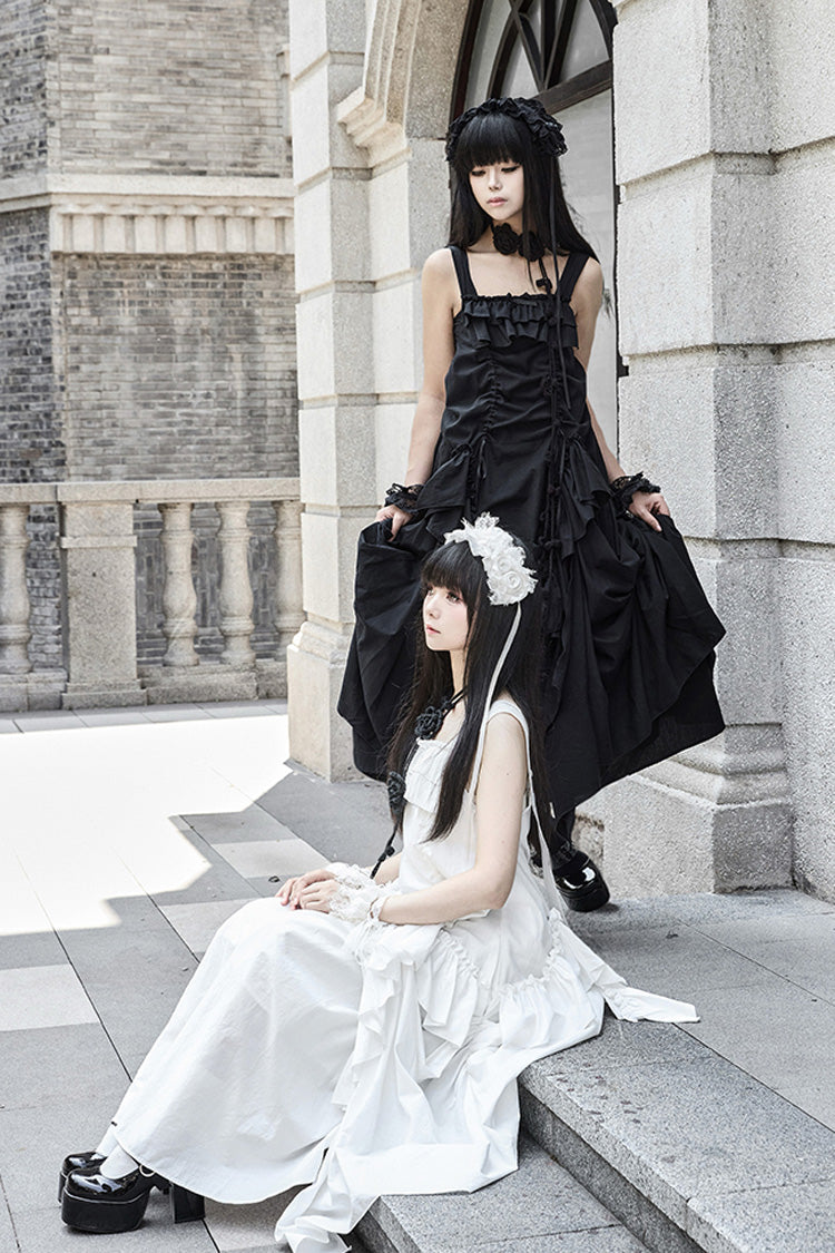 Black [Dream] Sleeveless Ruffle Gothic Lolita Strap Dress - Product - 10