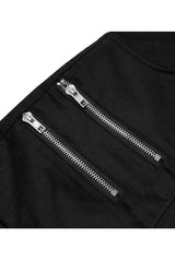 Black Heavy Industrial Hem Slit Design Multi-Pocket Zipper Trim Sexy Women's Punk Mini Skirt - Product - 9