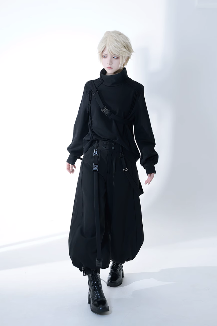 Black Functional Rabbit Cool and Handsome Ouji Lolita Pants - Product - 5