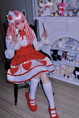[Miss Peculiar Strawberry] Stand Collar Sleeveless Printed Bow Sweet Lolita Dress 2 Colors (Red, Blue/Black) - Product - 19