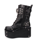 Black Skull Rivet Gothic Lolita Boots - Product - 4