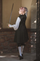 Black Immortal Thorn Endless Daytime Ouji Lolita Long Vest - Product - 4