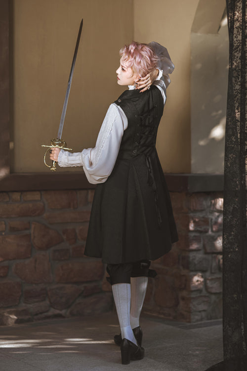 Black Immortal Thorn Endless Daytime Ouji Lolita Long Vest - Product - 4