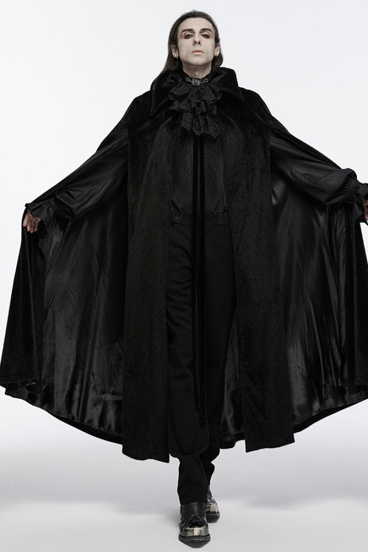 Black Men's Strap Bat Gothic Coat Cloak - Product - 4