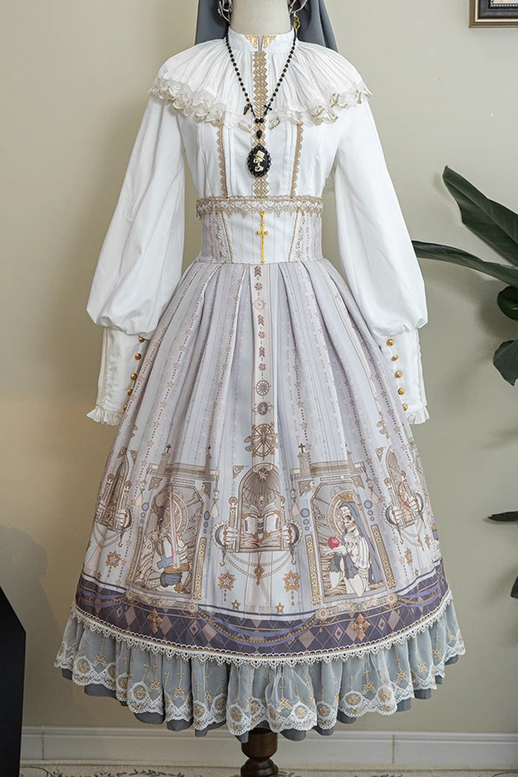 Demon Hunting Notes Print Ruffle Sweet Elegant Lolita Skirt 2 Colors - Product - 2