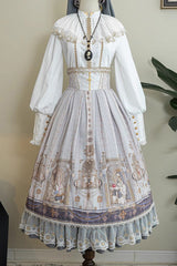 Demon Hunting Notes Print Ruffle Sweet Elegant Lolita Skirt 2 Colors - Product - 2