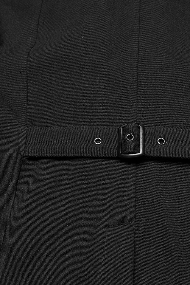 Black Stand Collar Armour Stitching Men's Punk Vest - Product - 7