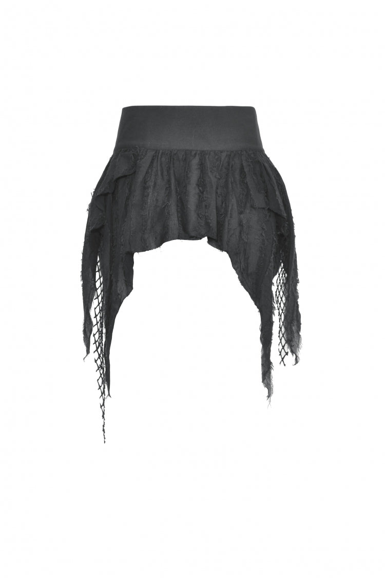 Black High Waisted Irregular Women's Punk Super Mini Skirt - Product - 12