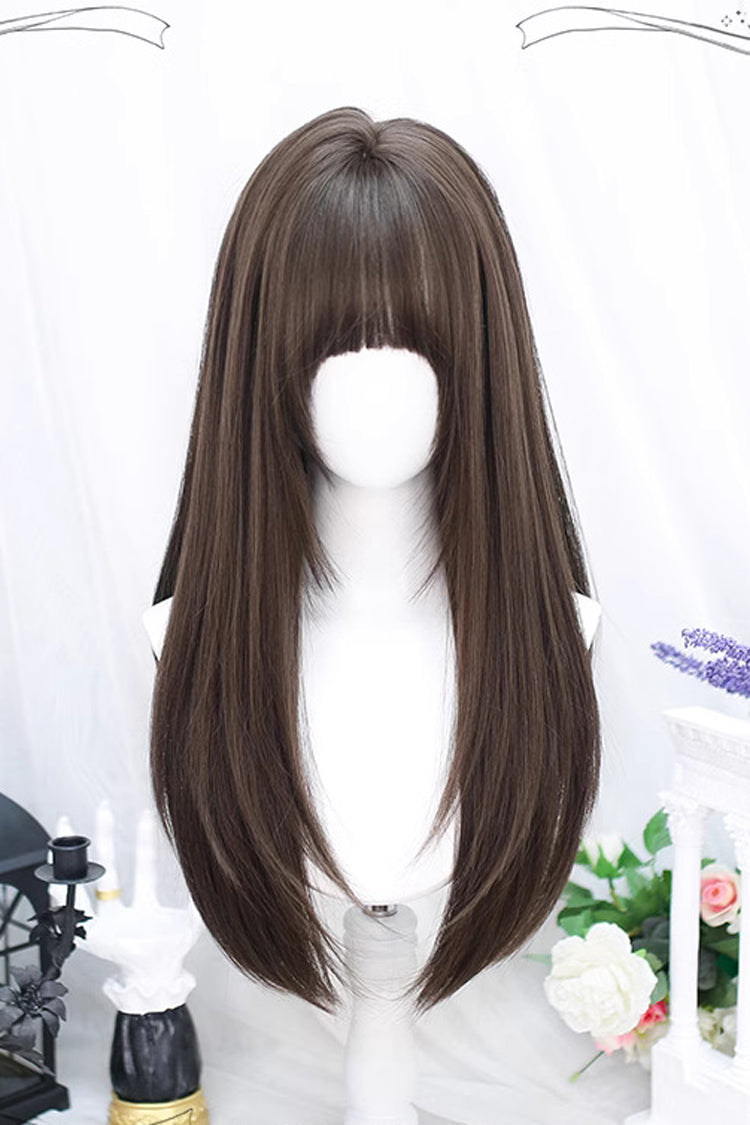 Brown Long Straight Style Sweet Lolita Wig - Brown - 1