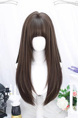 Brown Long Straight Style Sweet Lolita Wig - Brown - 1