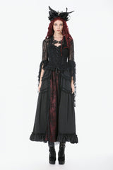 Black Women's Gothic Lace Flare Long Sleeve Crop Shrug - Product - 7