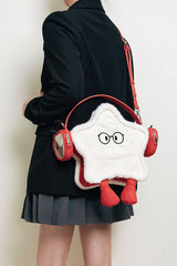 Red/White Headphone Star Cartoon Embroidered Sweet Lolita Backpack Ita Bag - Product - 7