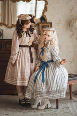 Forest Atlas Striped Print Long Sleeves Bowknot Sweet Lolita Dress 3 Colors - Product - 17