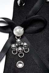 Black Metal Pendant Rivets Adjustable Bowknot Women's Steampunk Necktie - Product - 5