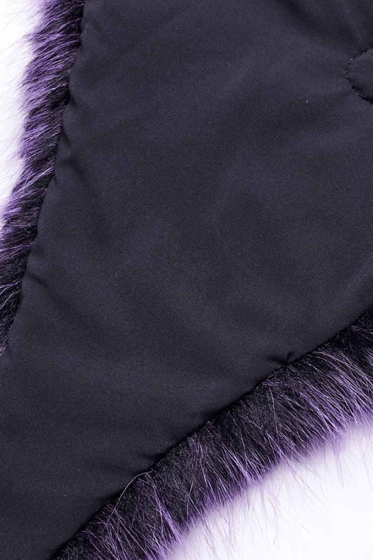 Violet Stand Collar Sleeveless Gradient Faux Fur Women's Gothic Cape - Product - 7