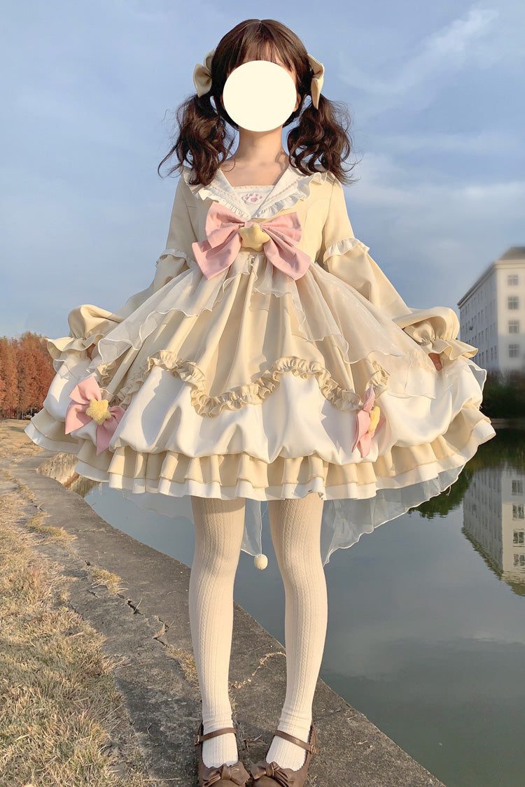 Pray Star Manches longues Double épaisseur Volants nœud Couture Dentelle Douce (robe seule) vue détaillée 10